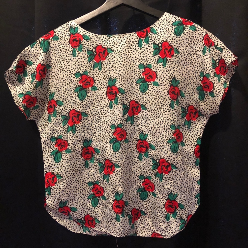 vintage black and white shirt with roses